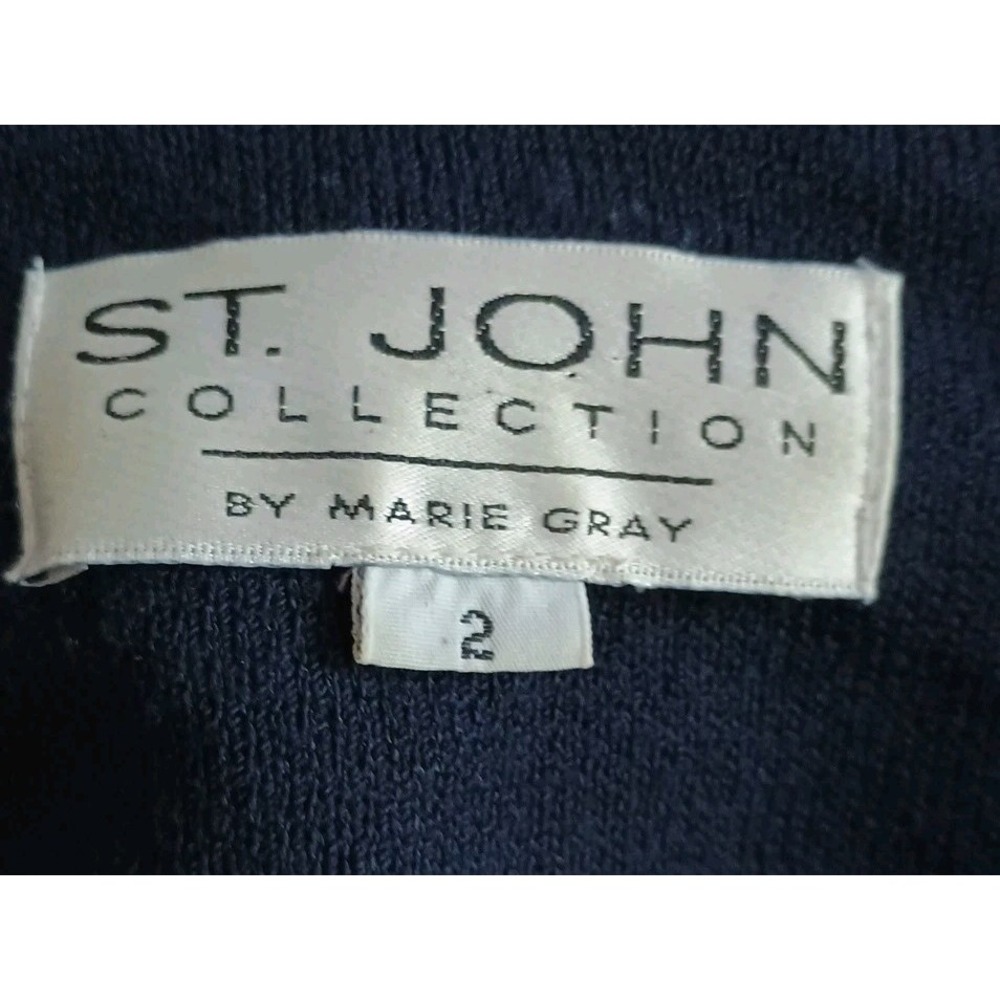 Vintage St. John by Marie Gray Navy & White Cardigan Sweater Women's Size 2 - Picture 2 of 7